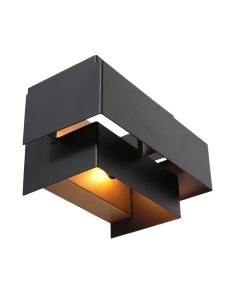 Wandlamp Muro 3368ZW zwart-gouden 2-lichts G9 wandlamp - Zwart - Elektronica, Kunststof, Metaal - Steinhauer