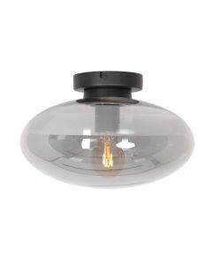 Plafondlamp Reflexion 3388ZW zwarte lamp met smoke glas Ø30 cm - Zwart - Elektronica, Glas, Metaal - Steinhauer