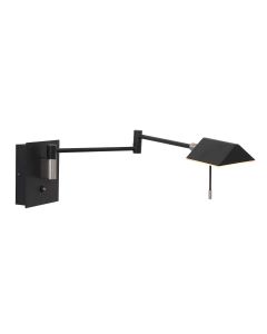 Wandlamp Retina 3402ZW Zwart met USB poorten - Zwart - Elektronica, Kunststof, Metaal - Steinhauer