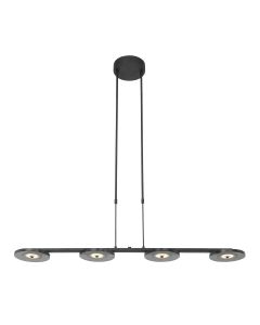 Hanglamp Turound 3512ZW Zwart 4-lichts - Zwart - Elektronica, Glas, Metaal - Steinhauer
