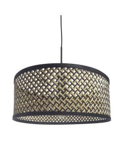 Pendant Lamp Sparkled Light 3753ZW black with black/beige bamboo shade