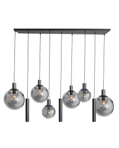 Hanglamp Bollique 3798ZW zwarte 9 lichts lamp met smoke glas - Zwart - Elektronica, Glas, Metaal - Steinhauer (foto 2)