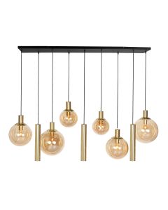 Hanglamp Bollique 3799ME messing 9 lichts met amber glas - Messing - Elektronica, Glas, Metaal - Steinhauer (foto 2)