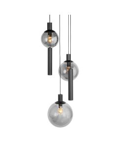 Hanglamp Bollique 3800ZW zwarte 5 lichts lamp met smoke glas - Zwart - Elektronica, Glas, Metaal - Steinhauer (foto 2)