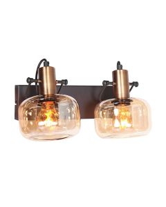 Applique Glaslic 3865BR Bronze avec verre ambré