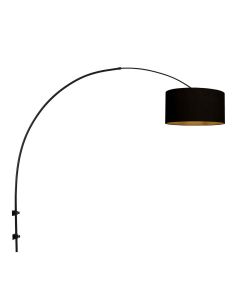 Bogen Wandleuchte Sparkled Light 3967ZW schwarz mit schwarzem Leinen-Schirm