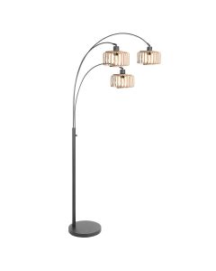 3-Lichts Stehlampe Breeza-Beach 4148ZW schwarz mit Bambusschirmen