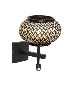 Nox Light 4456ZW – applique avec abat-jour en bambou et lampe de lecture