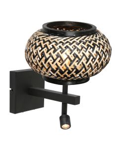 Nox Light 4456ZW – applique avec abat-jour en bambou et lampe de lecture