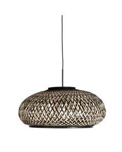 Hängelampe Sparkled Light 4476ZW – geflochtenes Bambus in schwarz und natur