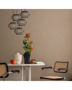 Nox Light 4523ZW – runde Hängeleuchte mit 5 Bambusschirmen