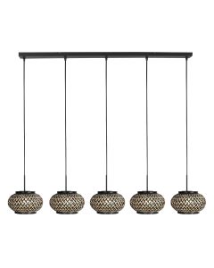 Nox Light 4528ZW – suspension avec 5 abat-jours en bambou