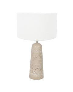 Lampe de table Travino 4553CR avec pied en travertin et abat-jour en lin