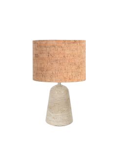 Travino 4557CR lampe de table avec pied en travertin et abat-jour en liège