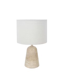 Lamp de table Travino 4558CR avec pied en travertin et abat-jour en lin
