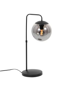 Bollique 4610ZW sfeervolle zwarte tafellamp met smoke glas
