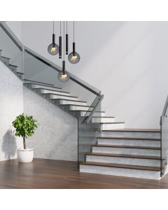 Suspension noire Volari 4718ZW, 5 lumières avec verre fumé