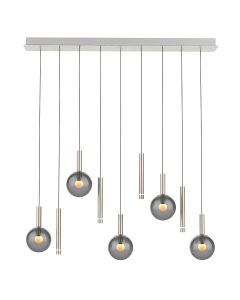 Steel pendant lamp Volari 4719ST, 9-light with smoke glass