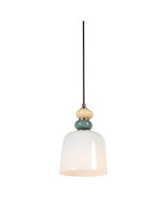 Vetrass hanglamp 1-lichts wit glas en steen – 4915ZW