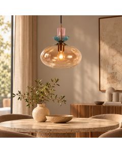 Malboo hanglamp 1-lichts bruin glas Ø 25 cm – 4917BR