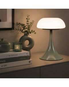 Grüne Tischlampe Ancilla 5557G mit mattem weißen Glasschirm