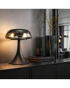 Schwarze Tischlampe Ancilla 5557ZW mit Rauchglas