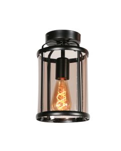 Plafondlamp Pimpernel 5973ZW zwart met rookglas Ø16 cm