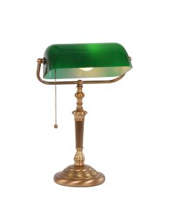 Tafellamp Ancilla 6185BR bronzen notarislamp met trekschakelaar - Brons - Elektronica, Glas, Metaal - Steinhauer