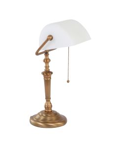Tafellamp Ancilla 6186BR bronzen notarislamp met mat wit glas - Brons - Elektronica, Glas, Metaal - Steinhauer
