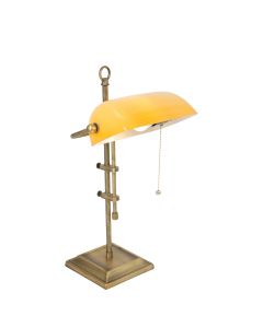 Tafellamp Ancilla 7735BR bronzen notarisamp met amber glas - Brons, Geel - Elektronica, Glas, Metaal - Steinhauer