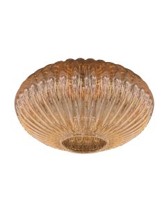 Glaskuppel I15471S – Handgefertigtes, geriffeltes UFO-Glas in Bernsteinfarbe
