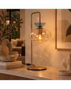 Malboo tafellamp champagne-amber glas Ø 17 cm – 4918BR