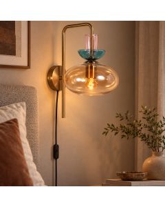 Malboo wandlamp champagne-amber glas E27 – 4919BR