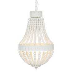 Witte kralen hanglamp Ella 10191W met 3 x een E14 fitting