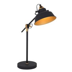 Robuste schwarzgoldene Tischlampe Nove 1321ZW mit E27-Fassung