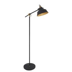 Zwarte vloerlamp Nove 1322ZW met goudkleurige details E27