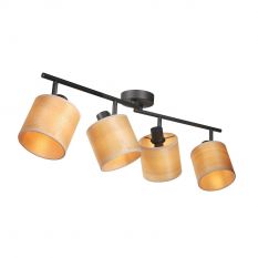 Ceiling spotlight Bambus 3668ZW Black 4 lights with wooden shades