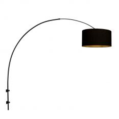 Black arc wall lamp Sparkled Light 3967ZW with black gold linen shade