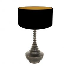Lamp base Bois 3974ZW black brown with black and gold linen shade