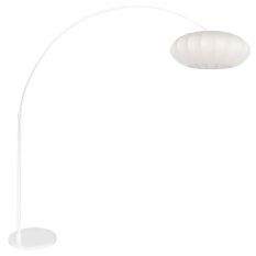 Weiße Stehleuchte Sparkled Light 4185W mit flachem, rundem Lampenschirm aus weißer Seide