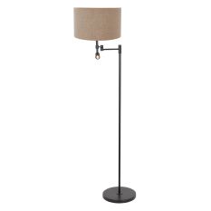 Vloerlamp Stang 7179ZW Zwart + Kap Grijs Linnen