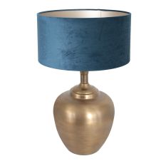 Tafellamp Brass 3307BR+K1068ZS Brons-Fluweel Blauw