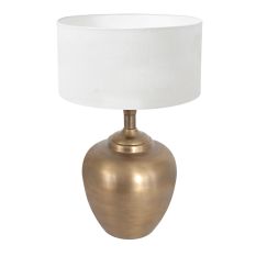 Tafellamp Brass 3307BR+K1068QS Brons-Wit Linnen