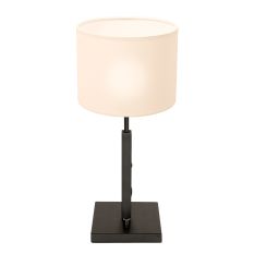 Black table lamp Stang 8159ZW with rotary switch and white linen shade