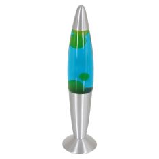 Lavalamp Volcan 3116ST staal met groen blauwe vloeistof