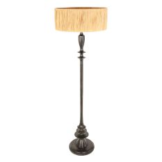 Zwarte vloerlamp Bois 3775ZW met schakelaar en naturel gras kap