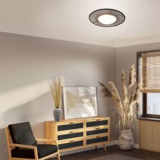 Zwart / bamboe plafondlamp Aura Ø50 cm 3866ZW met 4 standen functie