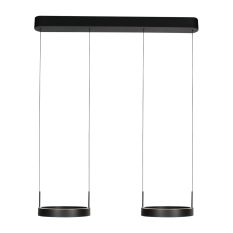 Zwarte hanglamp Mykty 4204 – Twee zwevende cirkels, individueel in hoogte verstelbaar, 6000 lumen, 2700K
