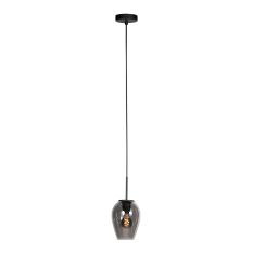 HaloSwap 4290ZW – Zwarte hanglamp met druppelvormig smoke glas van Ø15 cm