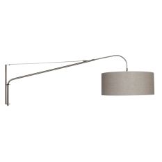 Staalkleurige wandlamp Elegant Classy 9329ST met grijs grof linnen kap